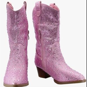 Sparkling Pink Heeled Boots